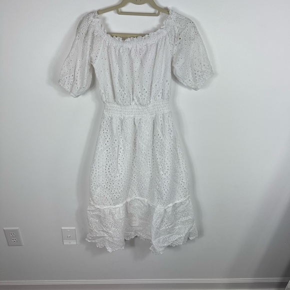 Betsey Johnson White Eyelet Dress Womens Medium Cotton Long Flowy Feminine - Picture 7 of 7